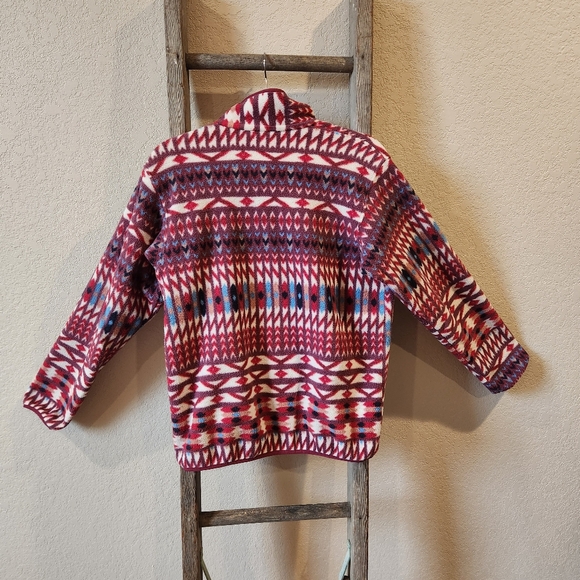 Patagonia Kuta Clash Dark Current Red Snap-T Fleece Synchilla Pullo- Size Small - Picture 2 of 6